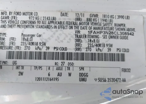 2012 Ford Focus Titanium из США, поврежденный, VIN 1FAHP3N28CL308942